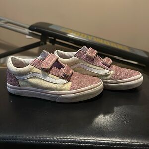Vans Used little girls Old Skool V Shoe Glitter Two Tone size 2